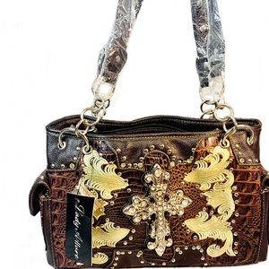 Western Concealed Carry Handbag NWT Cross Bling